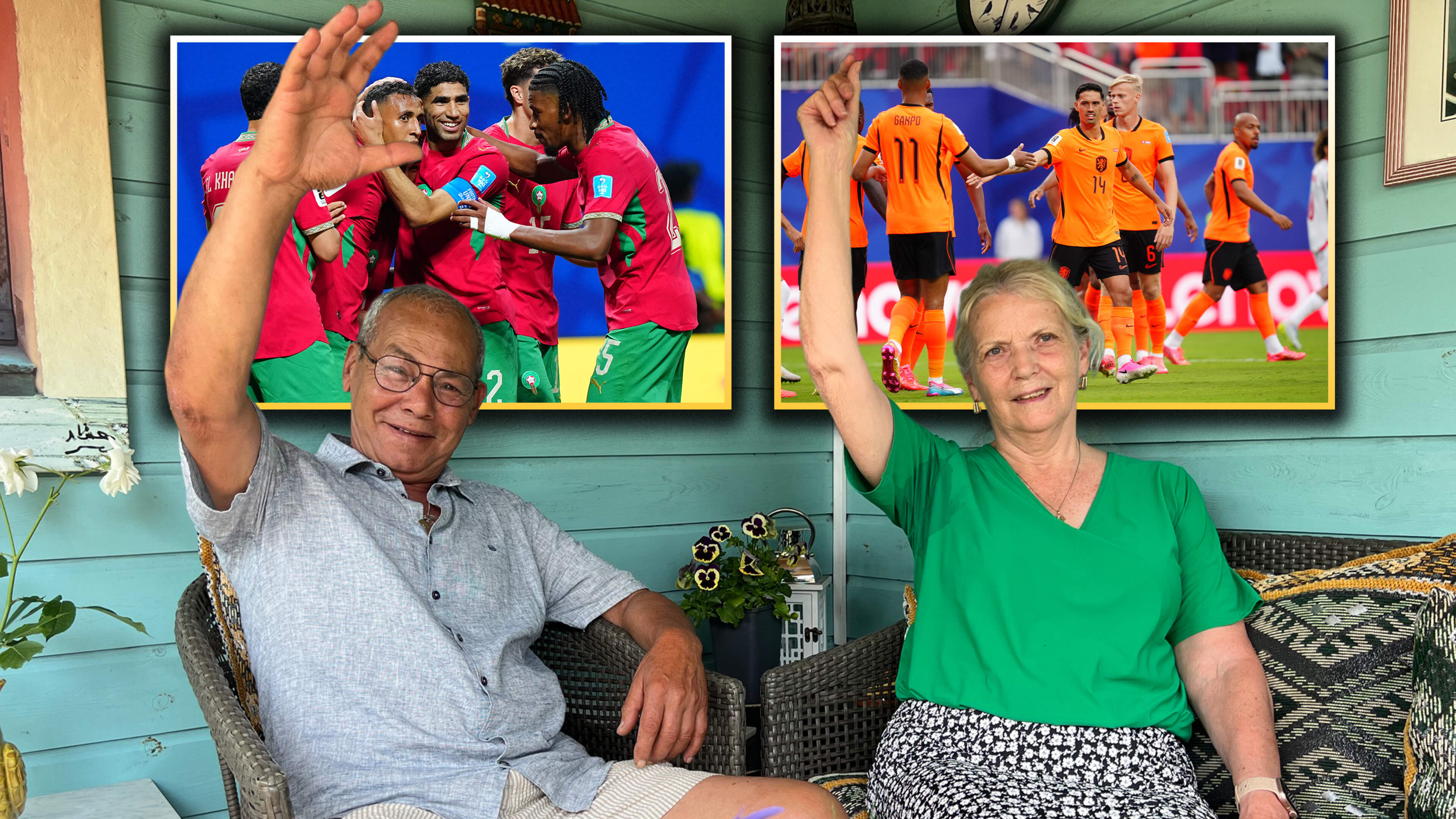 Mohammed (76) en Mattie (70) kijken uit naar de wedstrijd van hun leven: ’Ik ben voor beide, maar gun het Marokko’